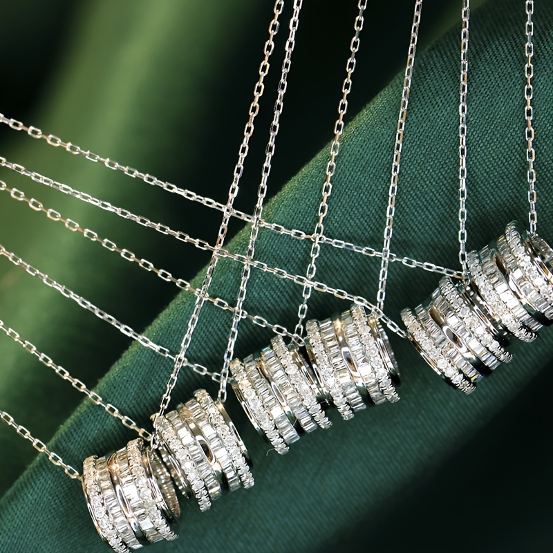 Geometric Circle Pendant Necklace with Sparkling Zirconia